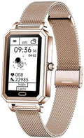 Smartwatch donna fitness tracker - Touchscreen a colori 1.1 pollici - Promemoria chiamate e contapassi - Activity tracker IP68 nero e oro per Android e iOS