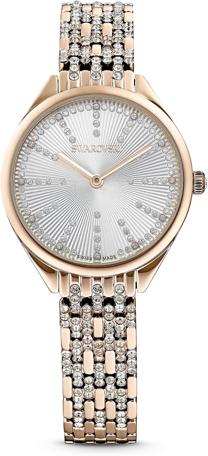 Swarovski Attract Collection - Orologio donna Swiss Made - Finitura PVD champagne oro - Design elegante e luminoso per occasioni quotidiane
