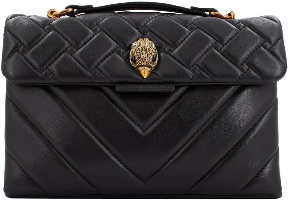Kurt Geiger Leather Kensington X Bag KGA1470400109-00 - Borsa nera - Pelle peluche e poliestere - Chiusura con zip e fodera in tessuto