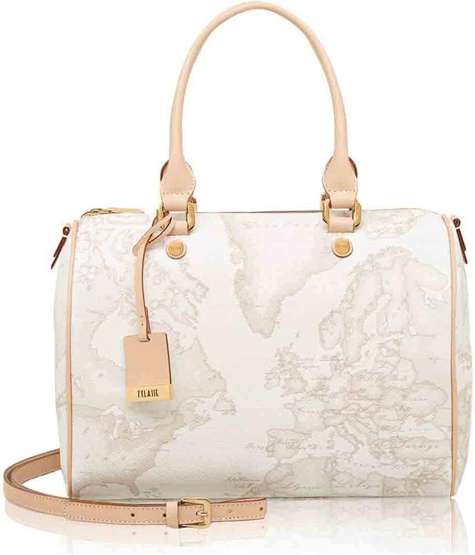 Alviero Martini 1 Classe Geo White - Bauletto Medio da Donna - Materiale Sintetico con Chiusura Zip - Borsa per Uso Quotidiano