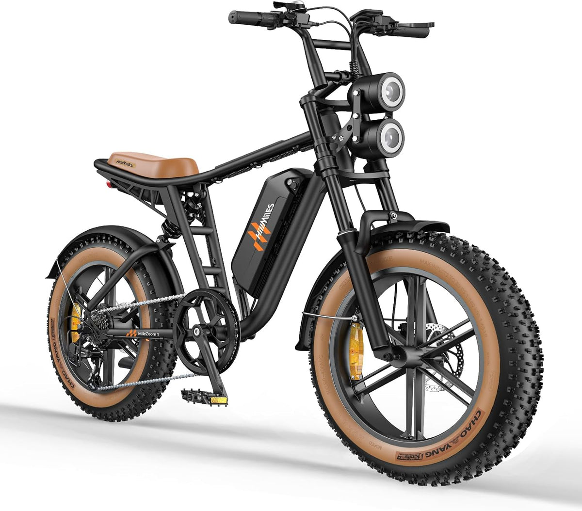 Bici elettrica MileZoom1 uomo Fat Tire 20 x 4 - batteria removibile 832 o 1664 Wh - autonomia fino a 130 o 260 km - cambio 7 velocità e doppia sospensione