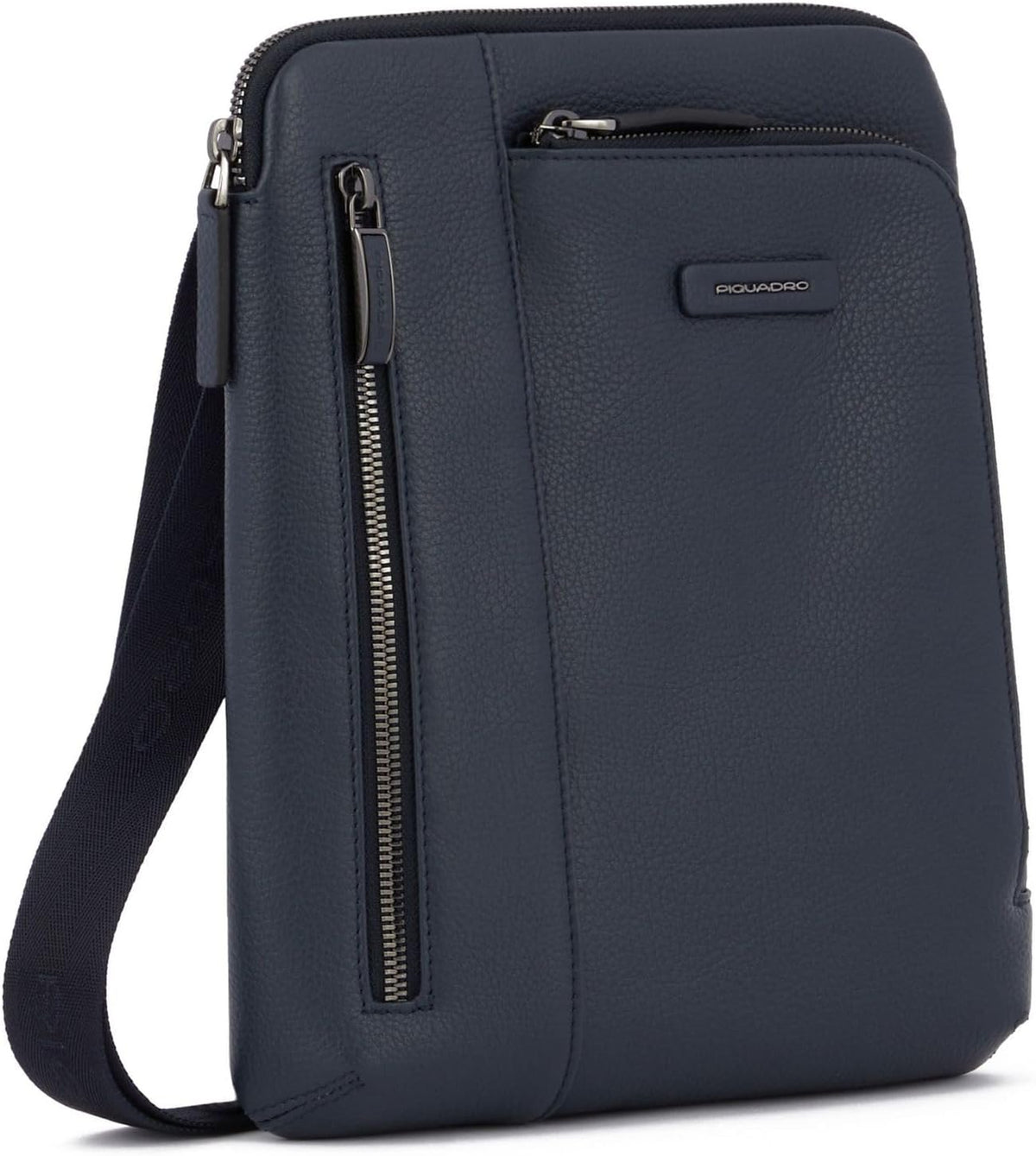 Piquadro Modus - Borsello grande uomo in pelle di mucca - Fodera in poliestere e chiusura con zip - Borsa compatta per lavoro e città