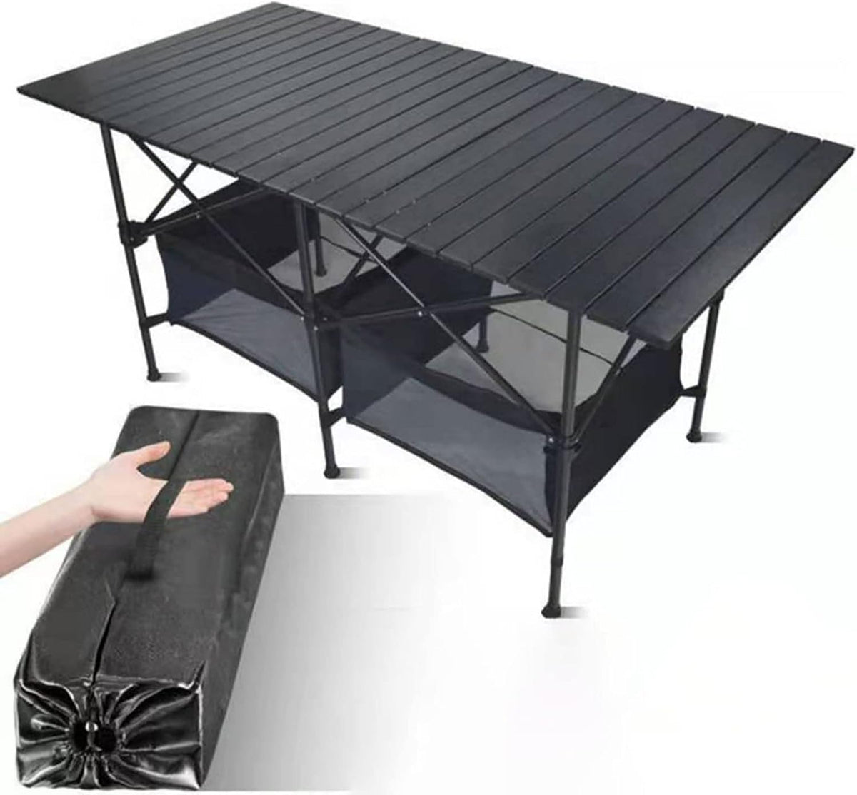 Tavolo pieghevole da esterno in lega di alluminio - superficie impermeabile portatile - piano da picnic e barbecue - per campeggio e attività all'aperto