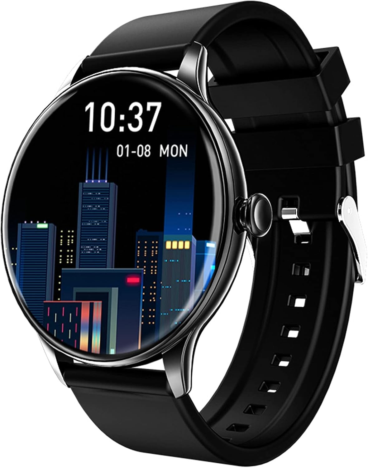 PURRL Smartwatch Uomo Donna 1.32 Pollici - Schermo HD e Bluetooth - Frequenza Cardiaca Pressione SpO2 e Meteo - Quadrante Personalizzato Nero