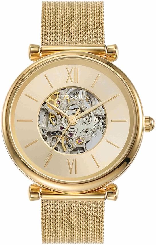 Fossil Carlie Orologio donna - Movimento automatico - Cinturino in acciaio inossidabile o pelle - Design elegante per uso quotidiano
