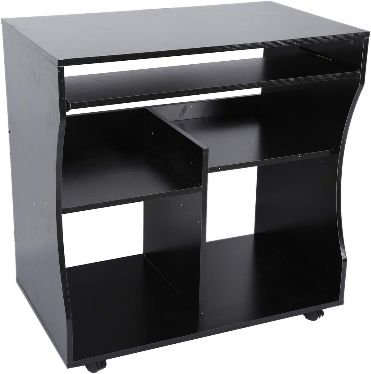 Drfeify Scrivania computer mobile - Postazione ufficio in truciolato con ruote - Cassetto integrato - Piano compatto per studio e lavoro da casa