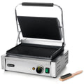 HENDI Piastra elettrica a contatto - Grill panini professionale 2200 W - Piastre rigate in ghisa smaltata - Acciaio inox 43 x 37.5 x 21.6 cm