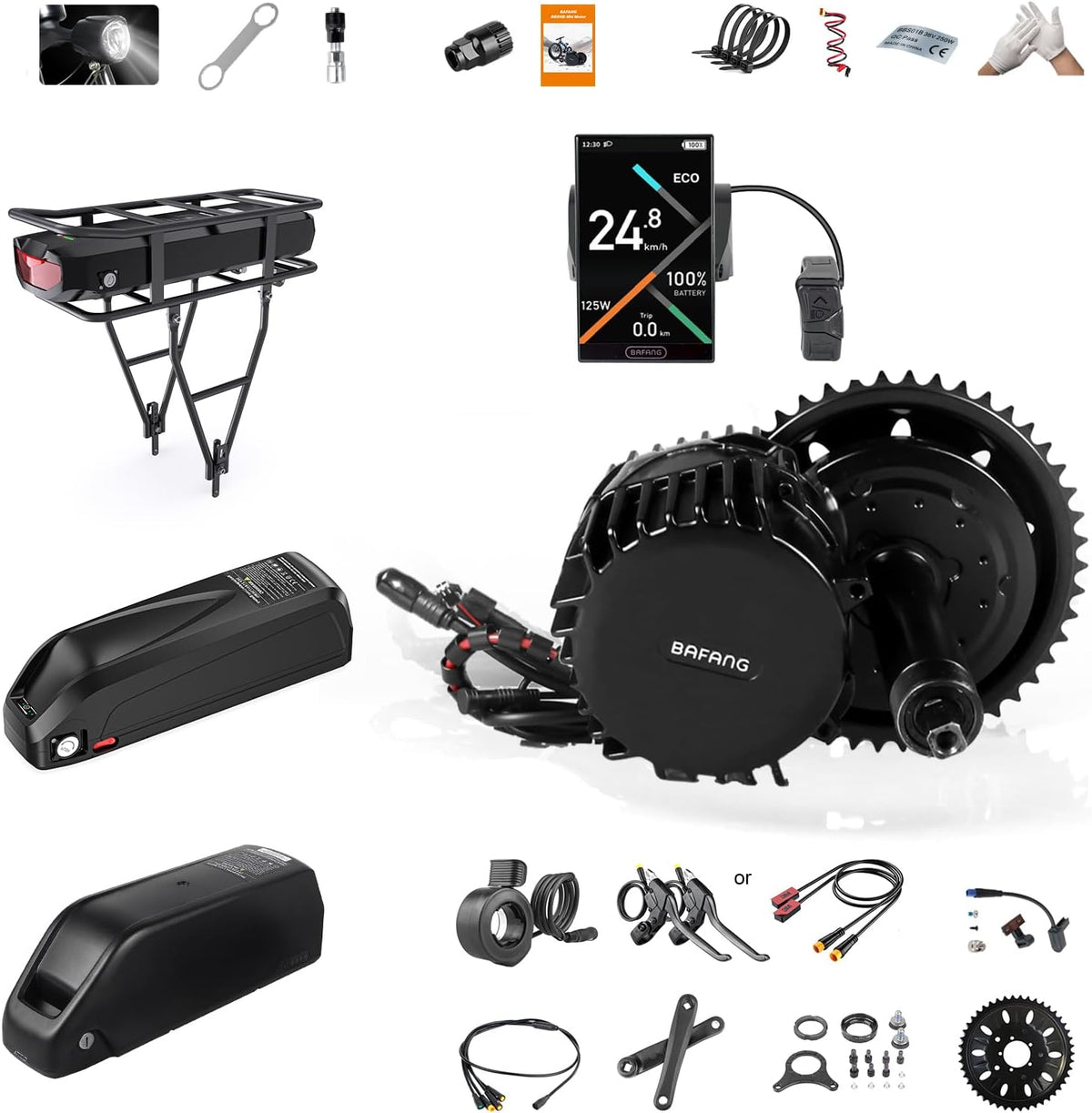 Kit motore centrale BAFANG BBS HD 48 V 52 V 1000 W - per movimento centrale 68 73 100 120 mm - batteria opzionale e display LCD - kit conversione e bike BBS03 G320