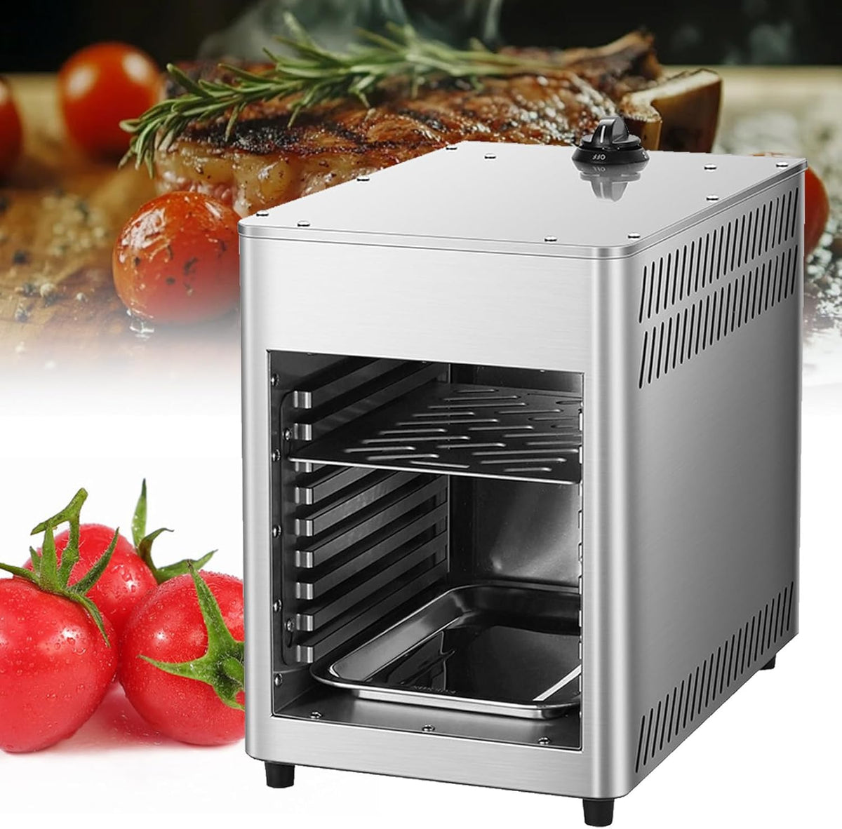 IYUESQ NPJ002G Forno grill commerciale a gas - Struttura multistrato a 8 livelli - Temperatura regolabile - Per bistecche carne verdure pizza e pane