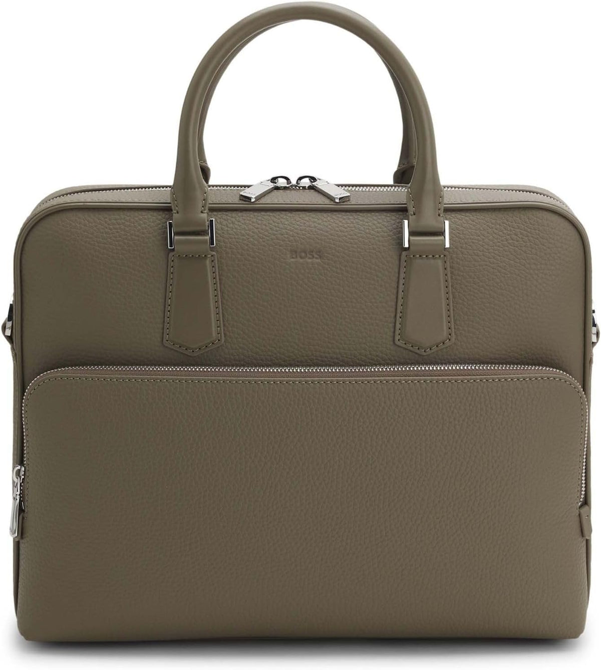 BOSS New Crosstown Document Case - Borsa da ufficio uomo in pelle bovina grigio talpa - Dimensioni 39 x 31 x 7 cm - Tracolla e chiusura con zip