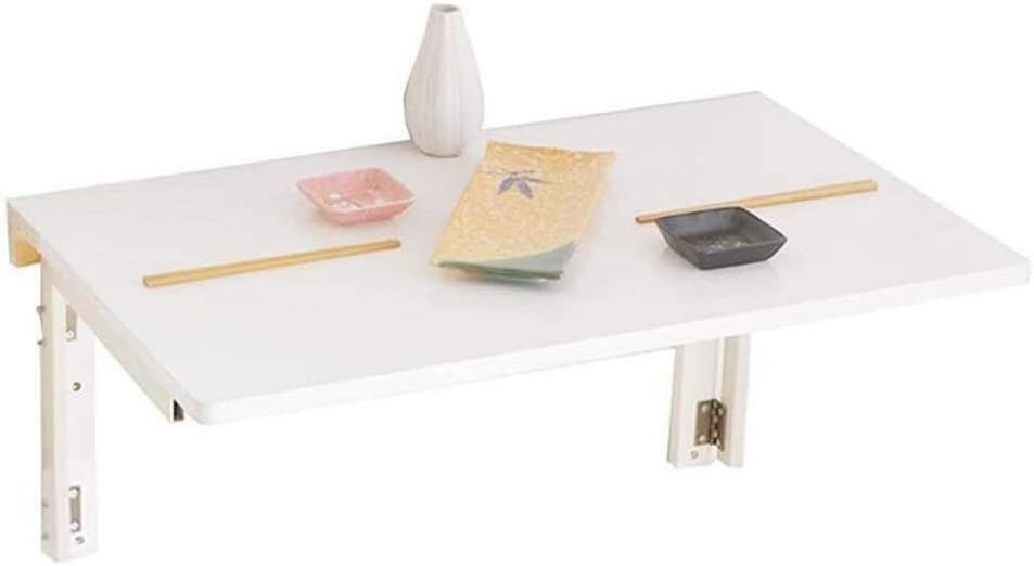 Tavolo pieghevole a parete in legno massello 90 x 50 cm - design con angoli arrotondati - scrivania salvaspazio montata a muro - per cucina pranzo e computer