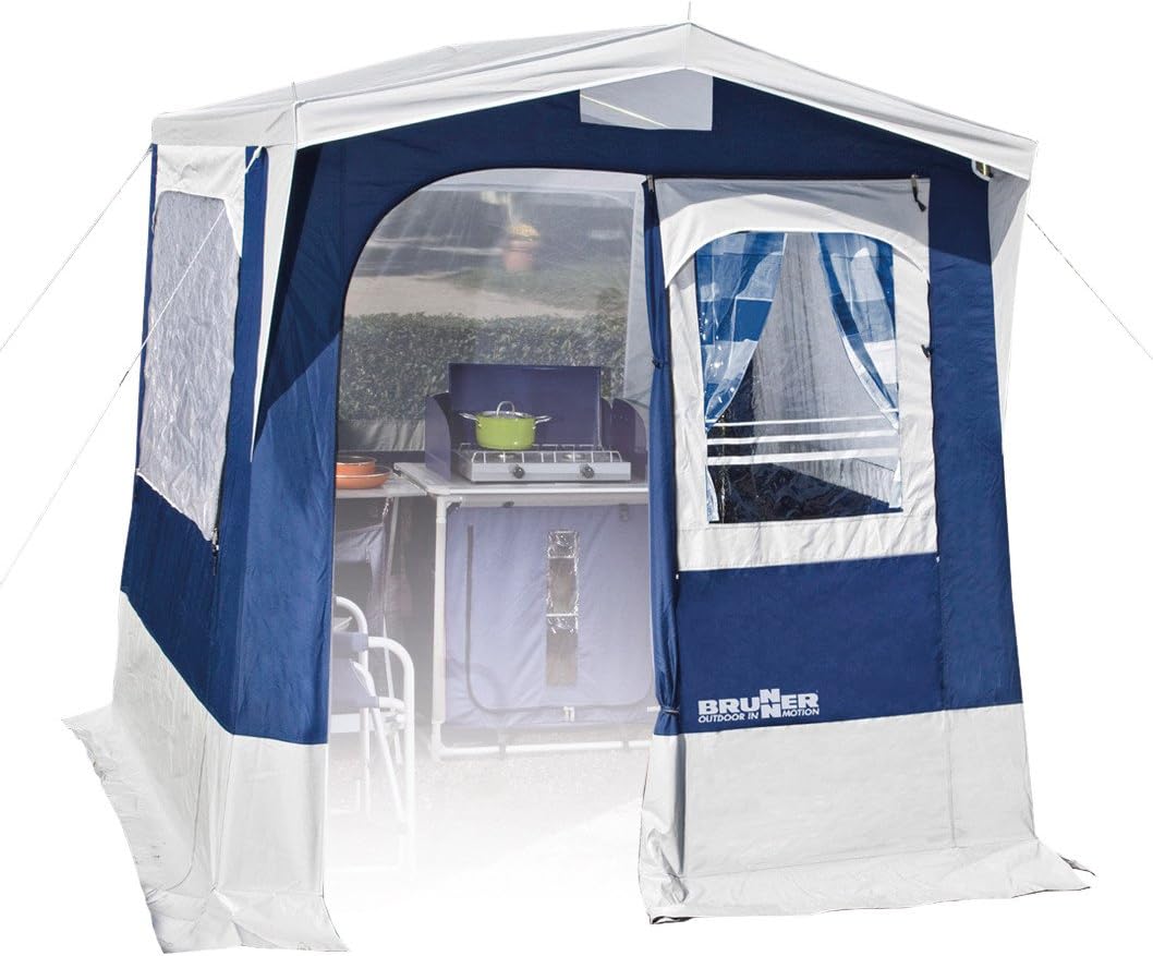 Tenda cucina Brunner da campeggio - struttura rettangolare con base larga 200 cm - PVC poliestere Oxford PVC e pali in acciaio - per cucina outdoor e campeggio 4 stagioni