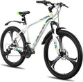 Hiland Mountain Bike per adulti - ruote 26 pollici e 18 velocità - sospensione anteriore e freni a doppio disco - versione bianca con 3 raggi