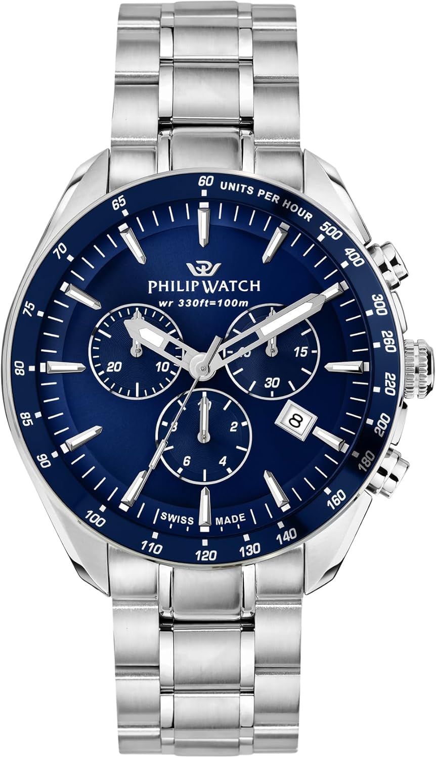 Philip Watch Blaze R8273995017 - Orologio Uomo Cronografo Analogico - Cassa 42 mm Acciaio Inossidabile - Quadrante Blu