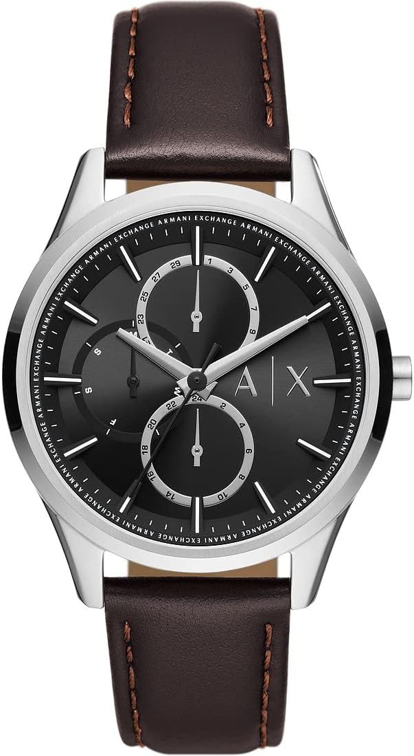 Armani Exchange AX1868 - Orologio Uomo Multifunzionale al Quarzo - Cassa 42 mm Acciaio Inossidabile - Cinturino Pelle Marrone