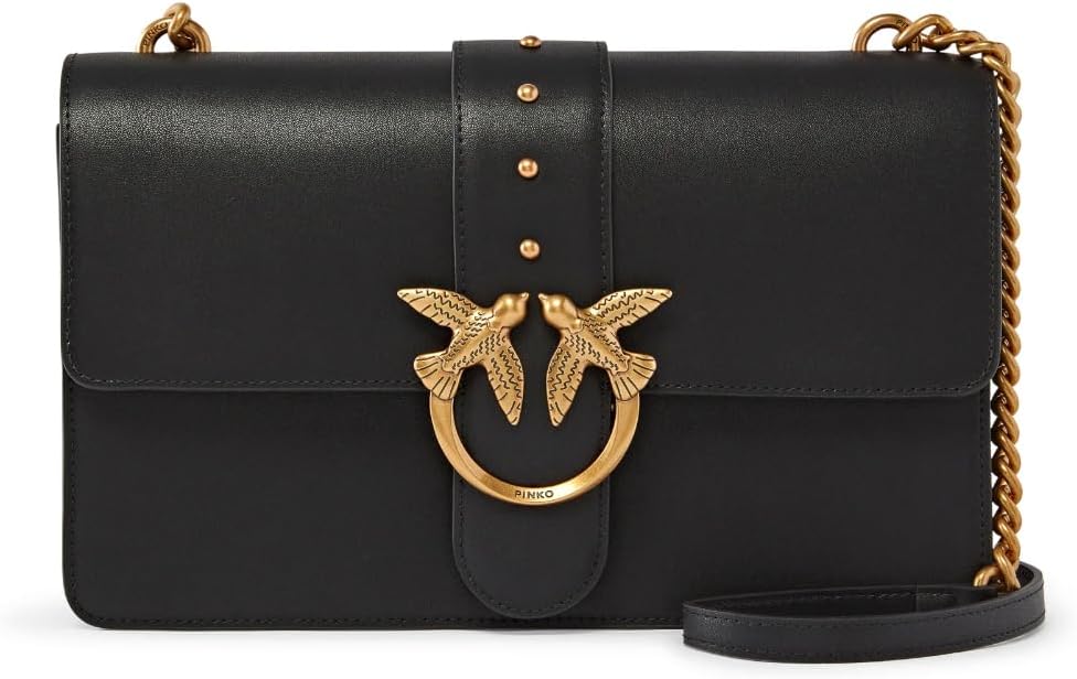 Pinko Love One Classic Cl Vitello Se - Borsa donna in pelle di mucca - Chiusura con fibbia - Interno in cotone e fodera in poliestere