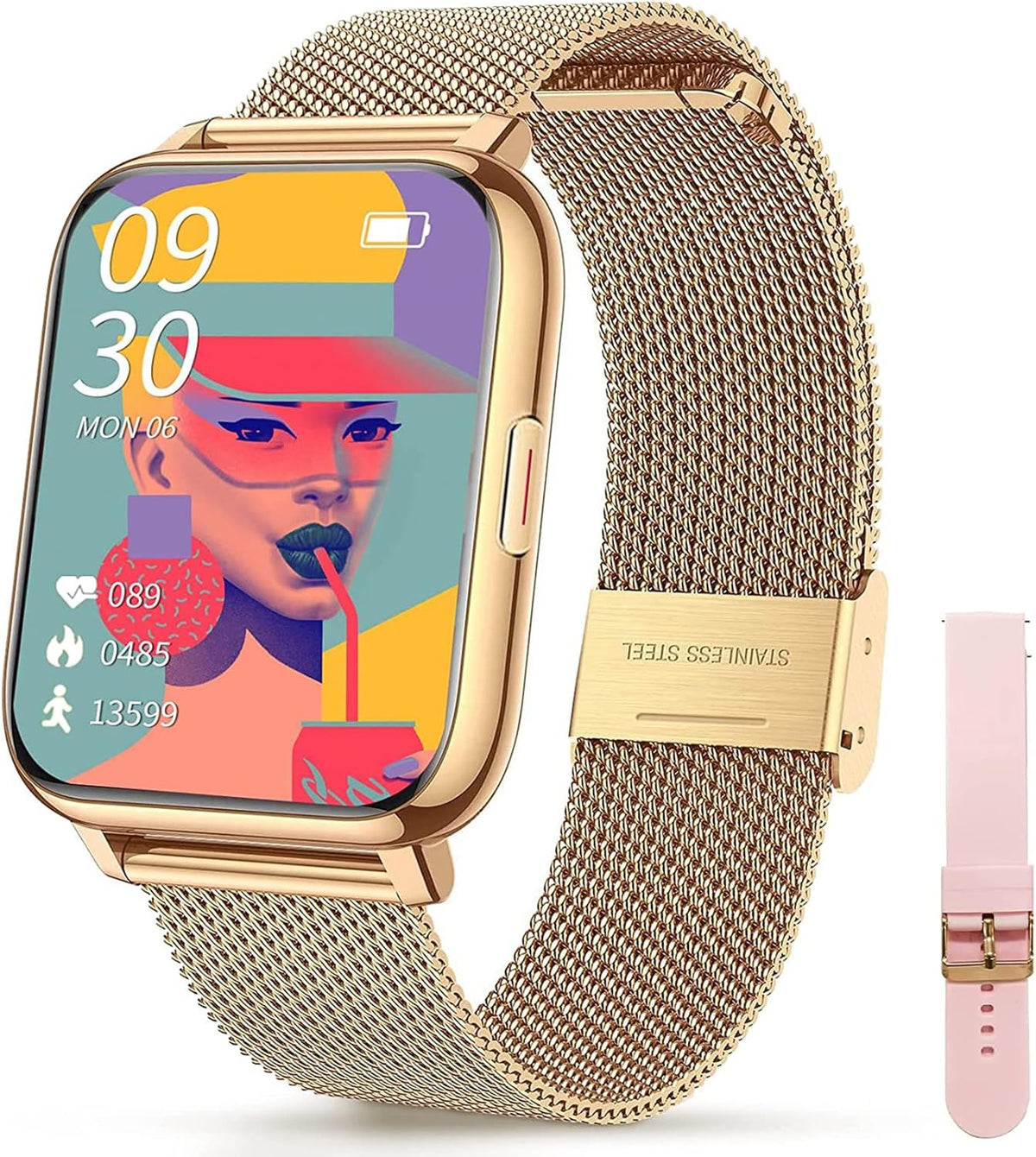 Smartwatch Uomo Donna - Quadrante con Funzione di Risposta - Design Moda da Polso - Dimensioni 15 x 15 x 15 cm
