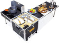 Cucina da campeggio portatile con ruote - contenitore multifunzionale da esterno - tavolo da picnic pieghevole - per campeggio picnic e organizzazione outdoor