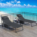 Set di 2 lettini prendisole YITAHOME neri 190 x 60 x 31 cm - tela con schienale regolabile in 4 posizioni - poggiatesta e tasca - per giardino spiaggia e campeggio