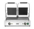 HENDI Piastra elettrica a contatto doppia - Grill panini professionale 3600 W - Piastre liscia e rigata in ghisa smaltata - Acciaio inox 57 x 37.5 x 21.6 cm