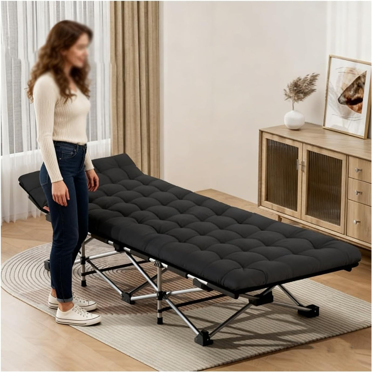 Lettino singolo pieghevole 190 x 80 cm - brandina portatile da 6 kg con superficie imbottita - sdraio da esterno salvaspazio - per ufficio e riposini