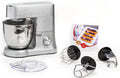 Moulinex Masterchef QA810D - Impastatrice Planetaria 1500 W Grigia - Ciotola da 6,7 Litri in Lega di Acciaio - 8 Velocità con Frusta Sbattitore e Gancio