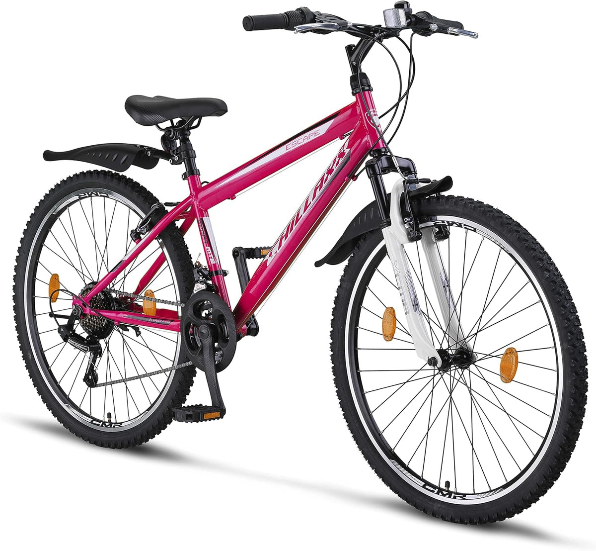 Chillaxx Bike Escape Premium mountain bike - ruote 26 pollici e 21 velocità - telaio in lega di acciaio - sospensione anteriore e finitura rosa bianca