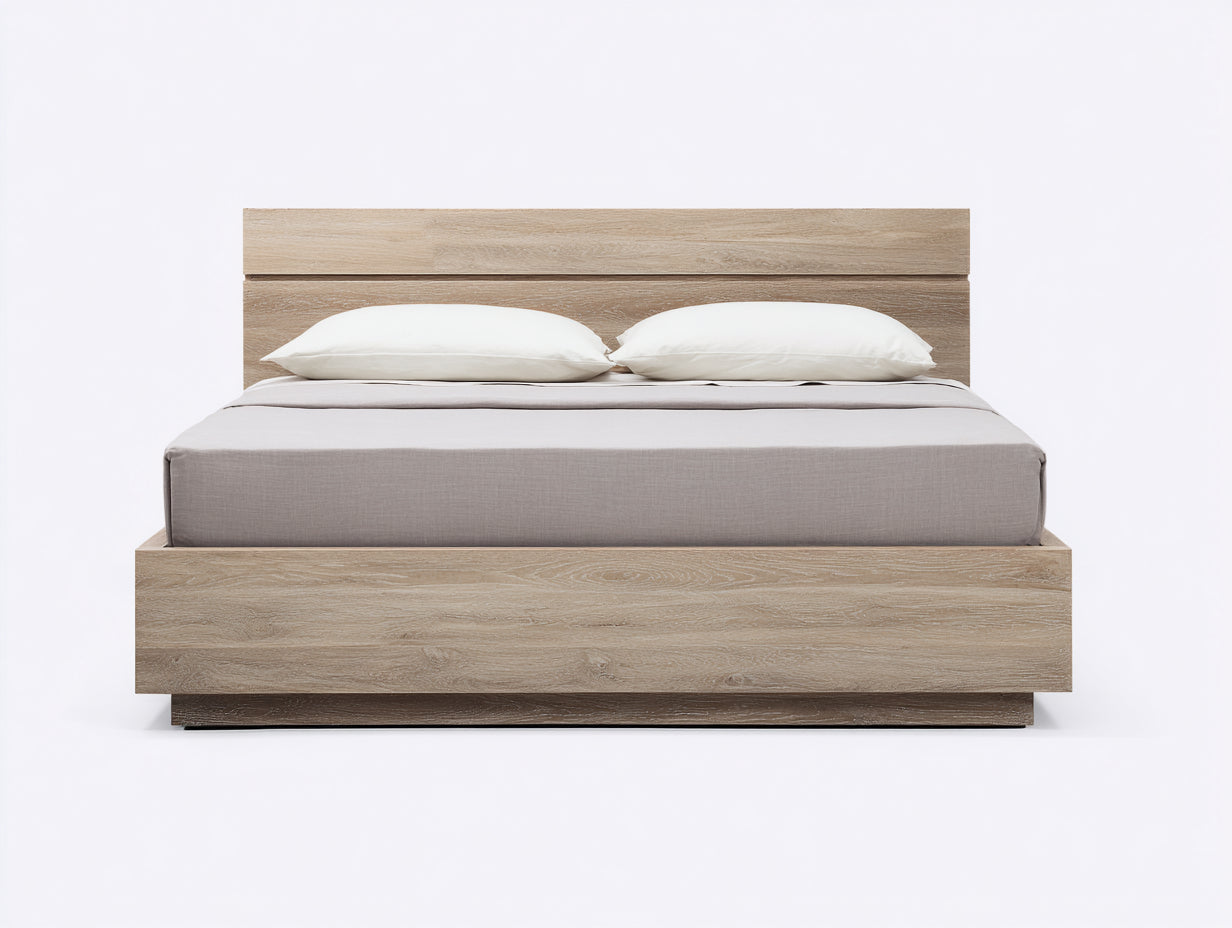 Letto matrimoniale-Legno-217x191x104 cm-Rovere chiaro-Minimalista