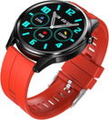 Smartwatch Fitness Uomo Donna 1.28 Pollici - Chiamate Bluetooth e GPS - Contapassi con Cinturino in Silicone Rosso - Impermeabile IP68 Android iOS