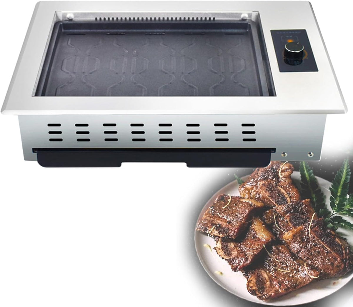 SX-1205 Griglia elettrica commerciale coreana - Barbecue multifunzione senza fumo - Controllo intelligente della temperatura - Dimensioni 51 x 51 x 51 cm