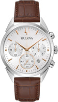 Bulova 96B370 - Orologio Uomo Analogico al Quarzo Giapponese - Cassa 41.5 mm Acciaio - Cinturino Pelle Marrone