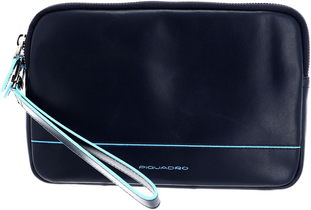 PIQUADRO Astuccio Uomo - Astuccio in Pelle con Cerniera - Laccio Laterale e Fodera in Pelle - Borsa con Manico Lungo