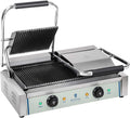Royal Catering RCKG-3600-G - Piastra Panini Doppia 3600 W - Acciaio Inossidabile e Lega di Acciaio - Controllo Temperatura con Cassetto Raccogli Grasso