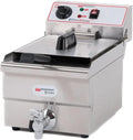 Ristoattrezzature Friggitrice Elettrica Professionale - Vasca Singola da 10 Litri in Acciaio Inox - Capacità Olio 6 Litri e Potenza 4 kW - Rubinetto di Scarico 220 V