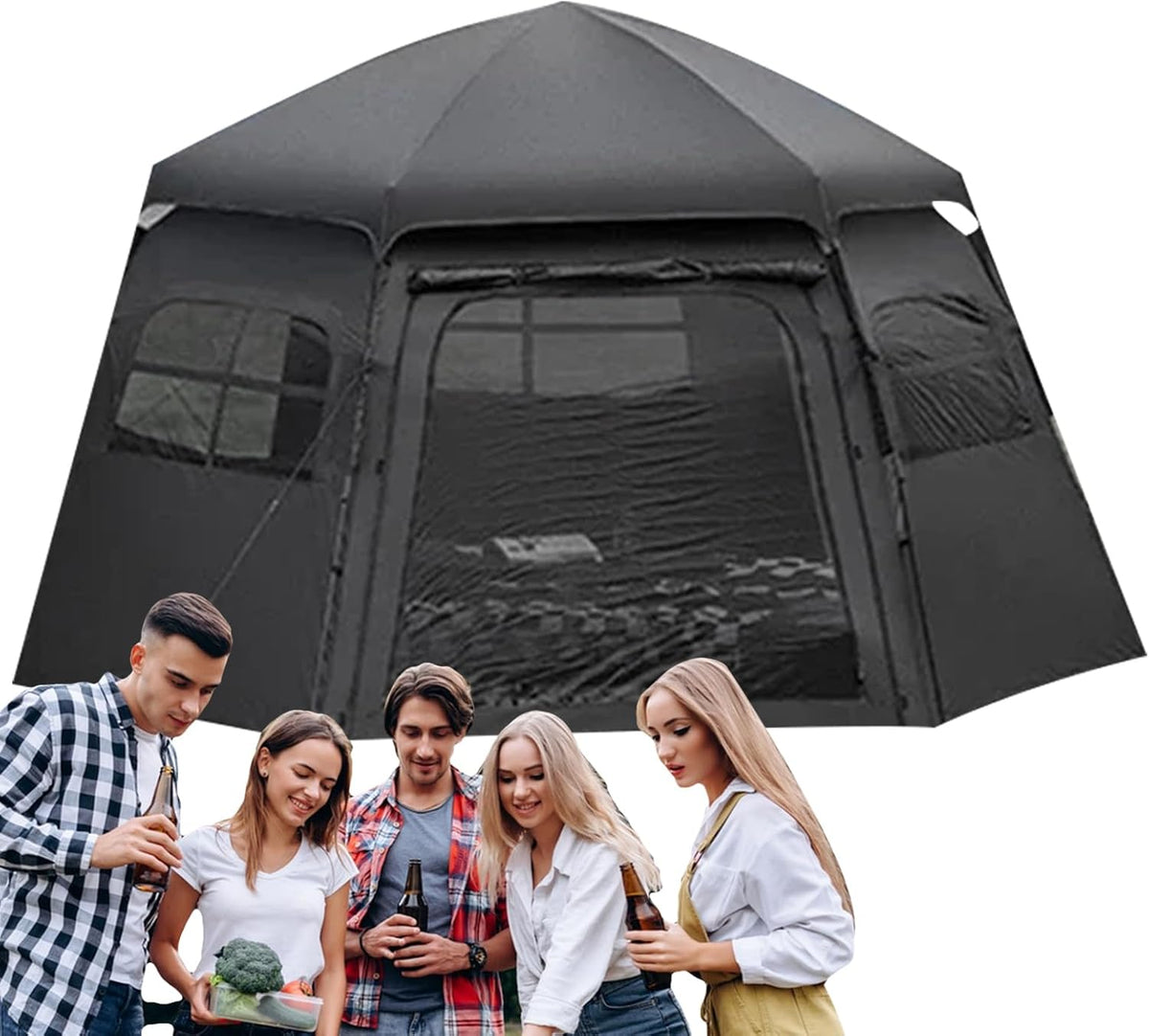 Riparo antipioggia da campeggio nero 130 x 25 x 25 cm - struttura portatile per 1 persona - copertura per attività esterne - per giardino parchi escursioni e picnic