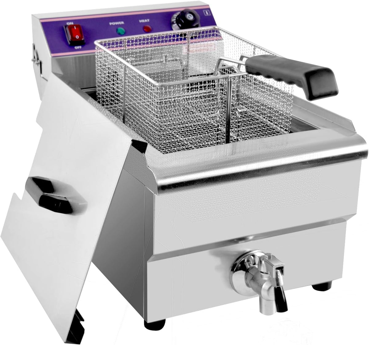 MOOTACO Gastro - Friggitrice Elettrica 3000 W con Contenitore da 16 Litri - Serbatoio Olio 11 Litri - Rubinetto di Scarico e Struttura in Acciaio Inox