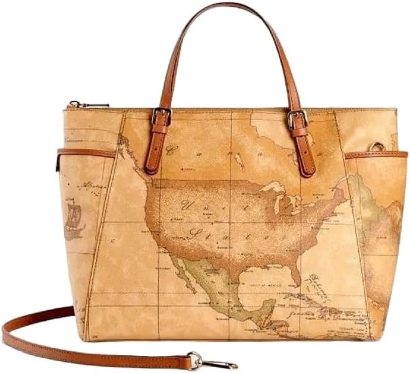 Alviero Martini E002 6000 - Borsa a mano con tracolla beige naturale - Materiale sintetico con chiusura zip - Accessorio elegante per uso quotidiano