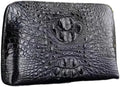 Borsa Uomo da Affari Casual - Vera Pelle di Coccodrillo - Grande Pochette in Pelle - Chiusura con Zip e Fodera in Pelle