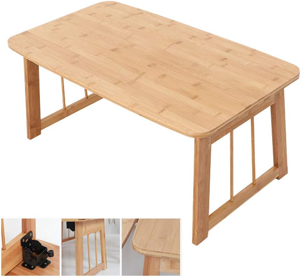 Tavolino basso pieghevole in bambù naturale 80 x 48 x 36 cm - tavolino da letto salvaspazio - design leggero - per divano ufficio picnic e pasti