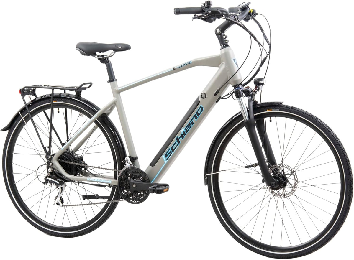 F.lli Schiano E-Wave bici elettrica trekking per adulti - ruote 28 pollici e 24 velocità - batteria rimovibile 36 V 11,6 Ah - motore 250 W 50 Nm