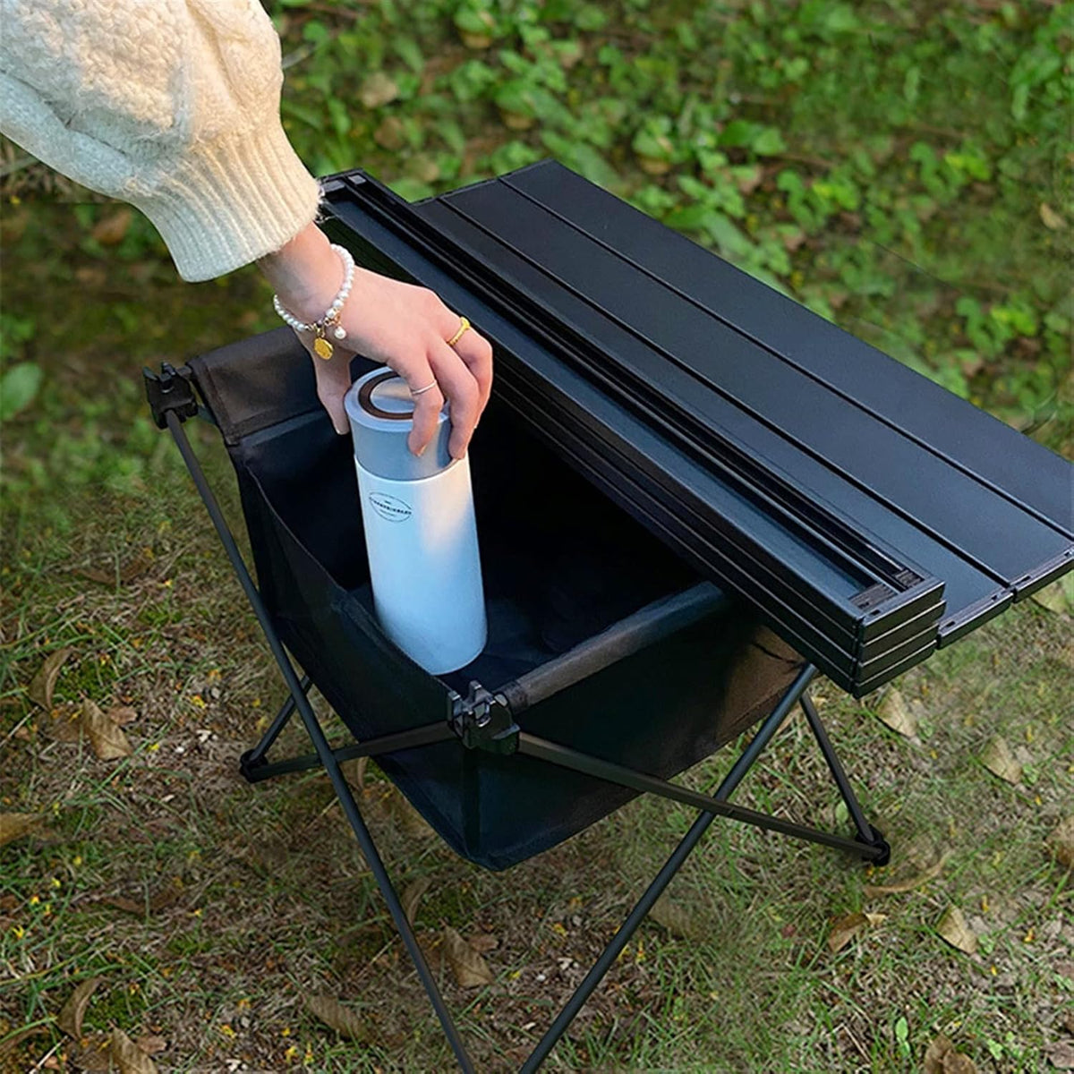 Tavolo pieghevole da campeggio in lega di alluminio - struttura ultraleggera portatile - mini tavolo da pavimento - per barbecue campeggio e attività all'aperto