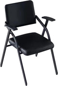 Sedia da ufficio pieghevole nera ergonomica - seduta portatile da conferenza e formazione - design salvaspazio per scrivania e gioco - per casa ufficio e riunioni