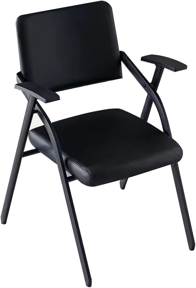 Sedia da ufficio pieghevole nera ergonomica - seduta portatile da conferenza e formazione - design salvaspazio per scrivania e gioco - per casa ufficio e riunioni