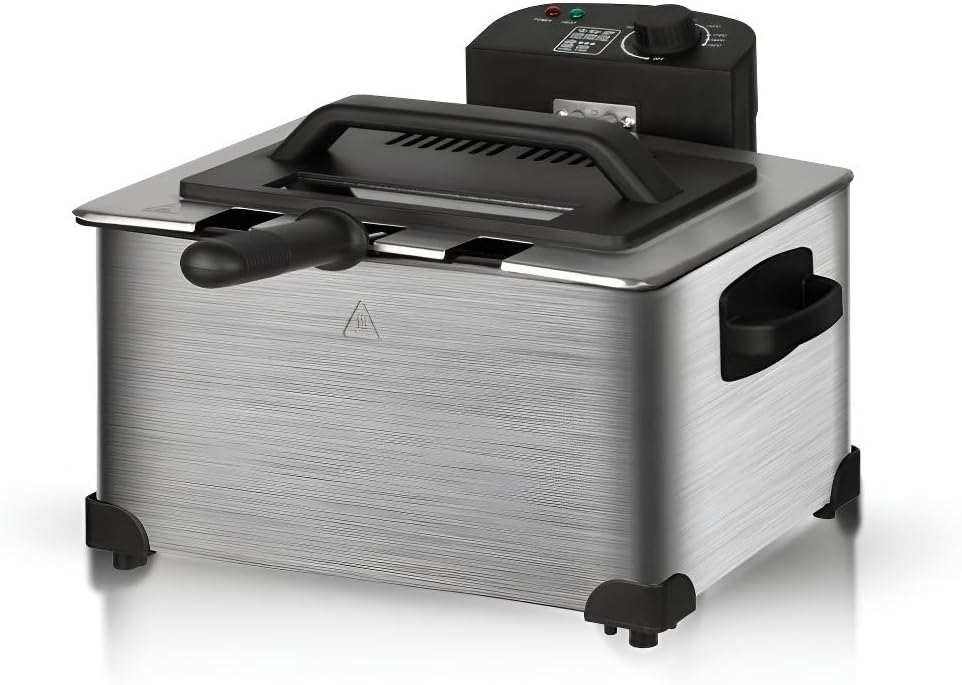 bajrl Friggitrice Elettrica a Doppia Vasca - Macchina con Temperatura Costante - Per Uso Domestico e Commerciale - Per Patatine Youtiao e Spiedini Fritti