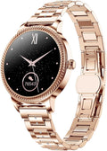 Smartwatch Donna 1.09 Pollici - Touch Screen Rotondo HD Bluetooth - Lettore Musicale e Monitoraggio Sonno - Bracciale Metallico Oro