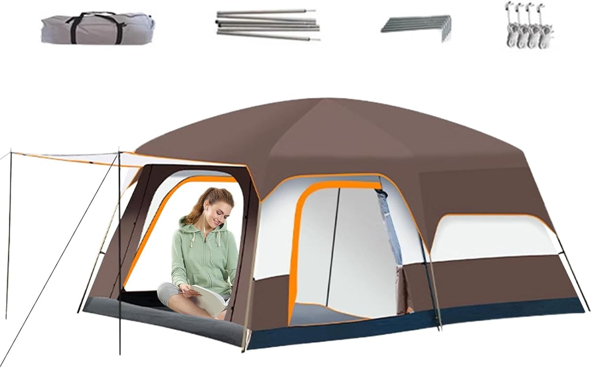 Tenda familiare da campeggio per 6 persone - cabina grande con stanze separate - struttura in tessuto Oxford facile da montare - per escursioni picnic e attività all'aperto