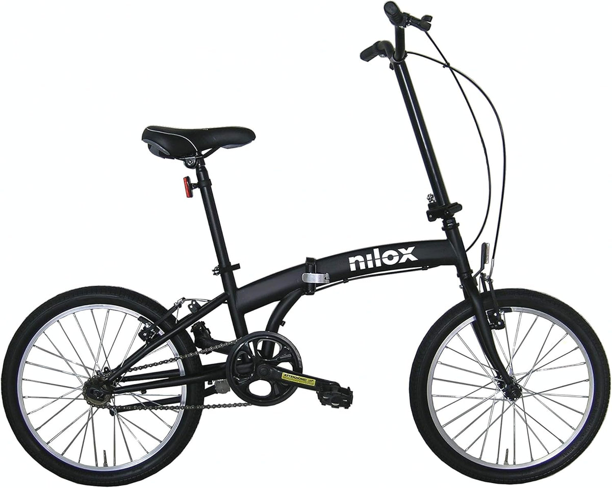 Bici pieghevole Nilox X0 nera 20 pollici - telaio opaco in lega di acciaio con cerchi in alluminio - peso 12 kg portatile - cambio 21 velocità per città e passeggio