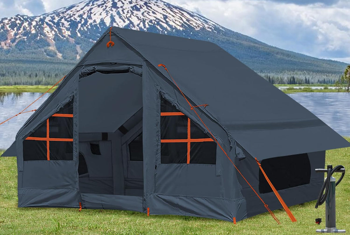SHANQUAN tenda gonfiabile per 4-6 persone - 300 x 220 x 190 cm con pompa - impermeabile 4 stagioni - tenda familiare con finestre a rete per campeggio