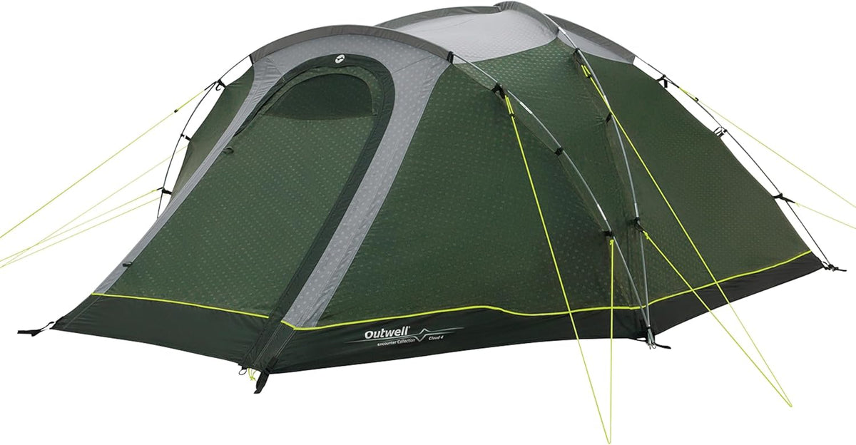 Tenda OUTWELL da campeggio bianca 355 x 260 x 135 cm - struttura a tunnel in poliestere per 3 stagioni - peso 6,3 kg - con custodia per il trasporto