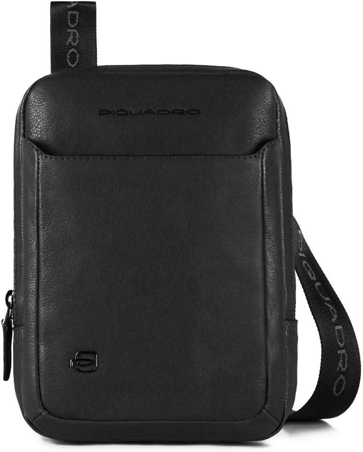 PIQUADRO Borsello Uomo - Borsa Compatta in Pelle - Chiusura Zip - Accessorio Maschile per Uso Quotidiano